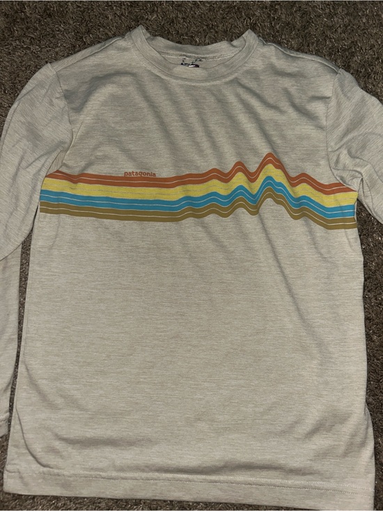 Patagonia Other - Patagonia Kids Long Sleeve Shirt Cream with Orange, Yellow, Blue Stripes